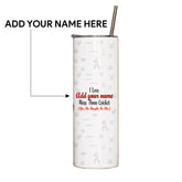 Personalised  Cricket Love Girlfriend Print Tumbler With Lid And Steel Straw - Customize Tumbler With Your Name